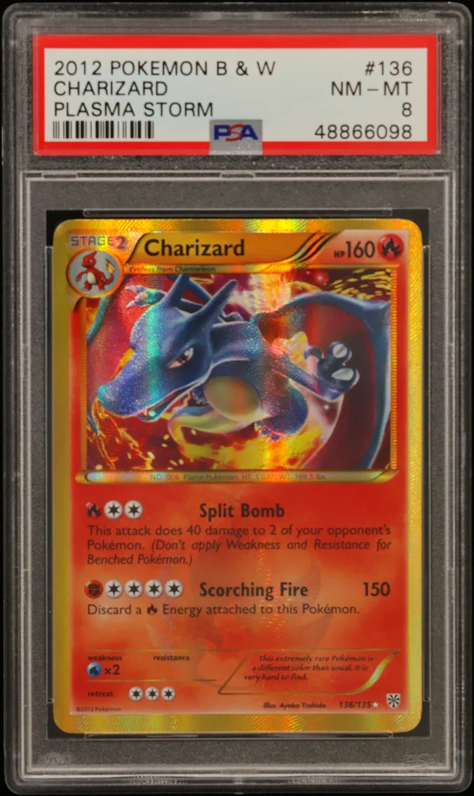 2013 #136 Charizard PSA 8 Black & White Plasma Storm