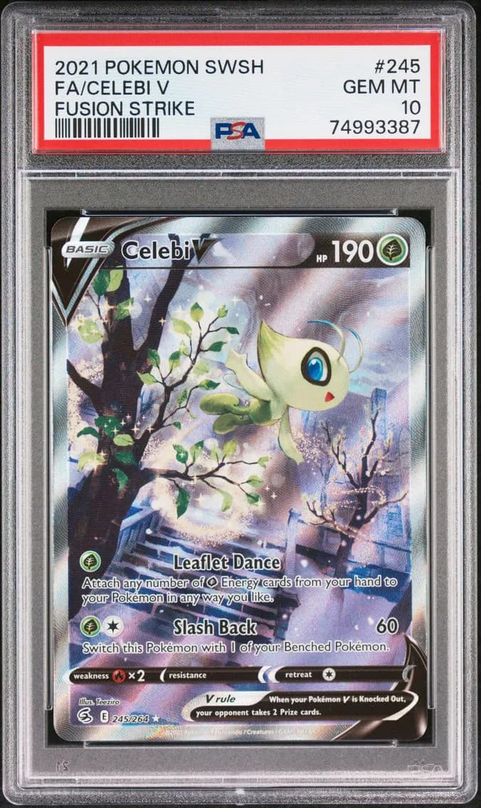 2021 #245 Full Art/Celebi V PSA 10 Sword & Shield Fusion Strike Pokemon