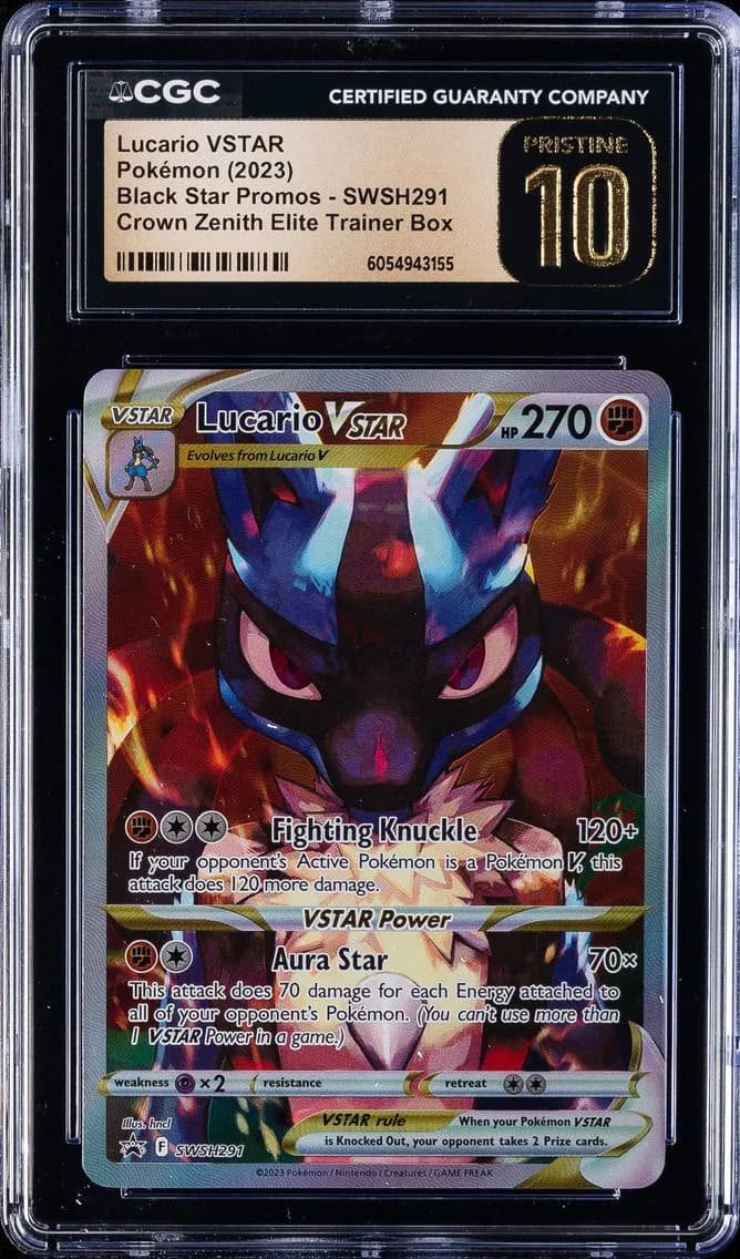 2023 #291 Full Art/Lucario Vstar CGC 10 Pristine Swsh Black Star Promo Pokemon