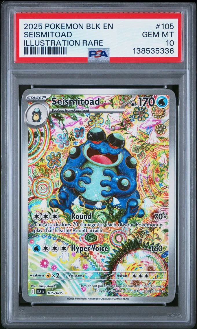 2025 #105 Seismitoad PSA 10 Blk EN-Black Bolt