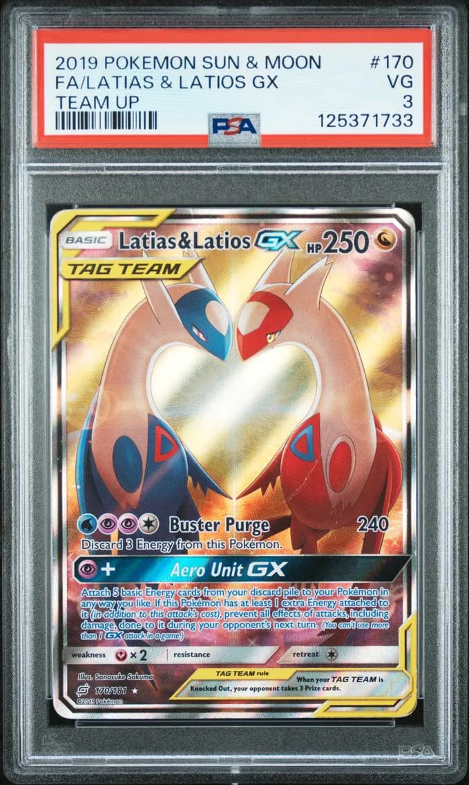 2019 #170 Full Art/Latias & Latios GX PSA 3 Sun & Moon Team Up Pokemon