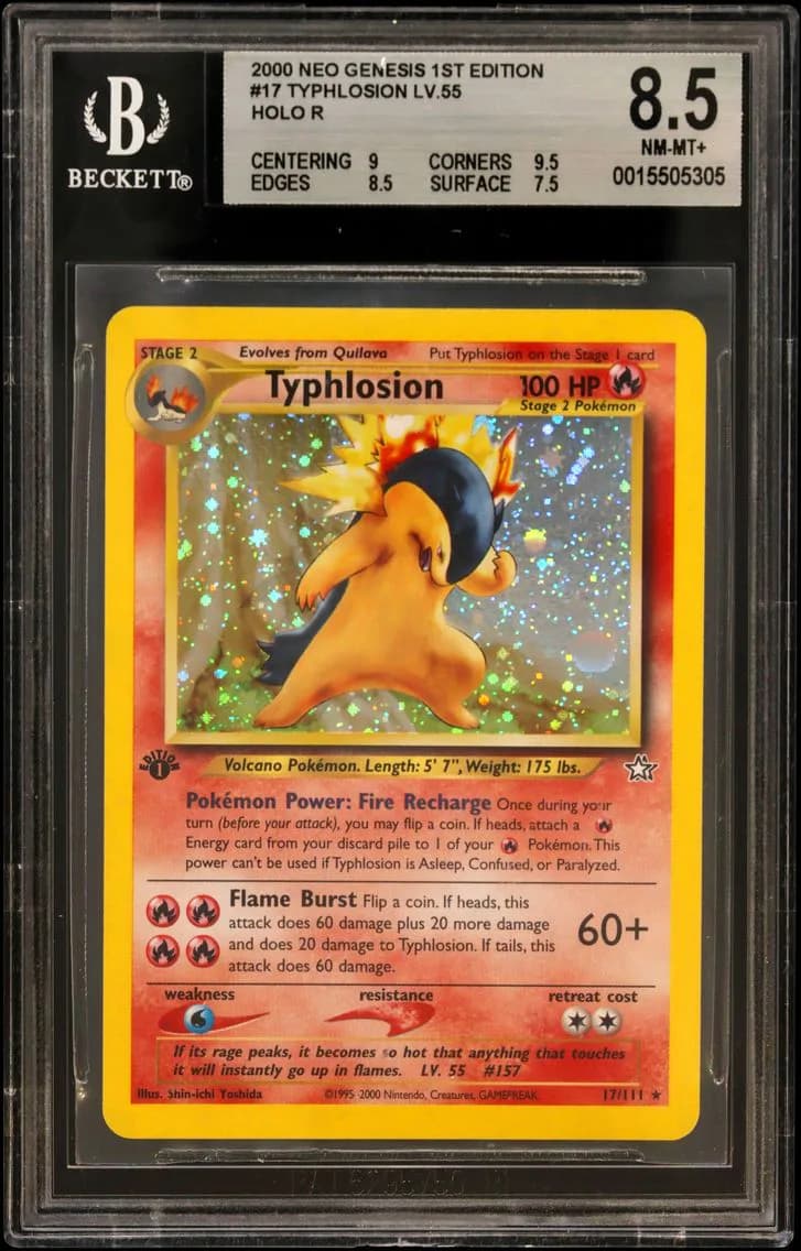 2000 #17 Typhlosion HOLO R BGS 8.5 Neo Genesis 1st Edition
