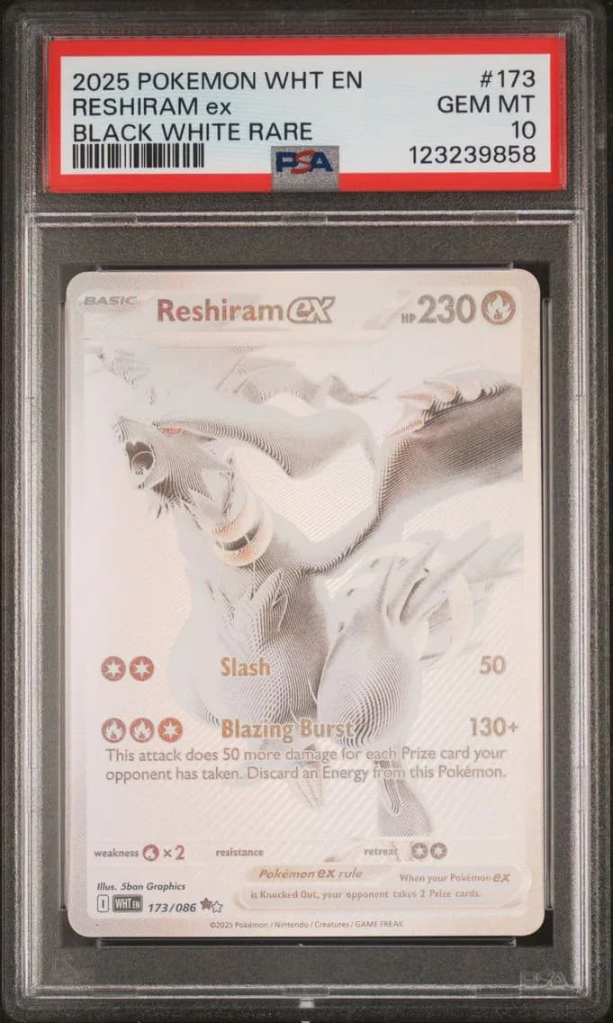 2025 #173 Reshiram EX PSA 10 Wht EN-White Flare Pokemon