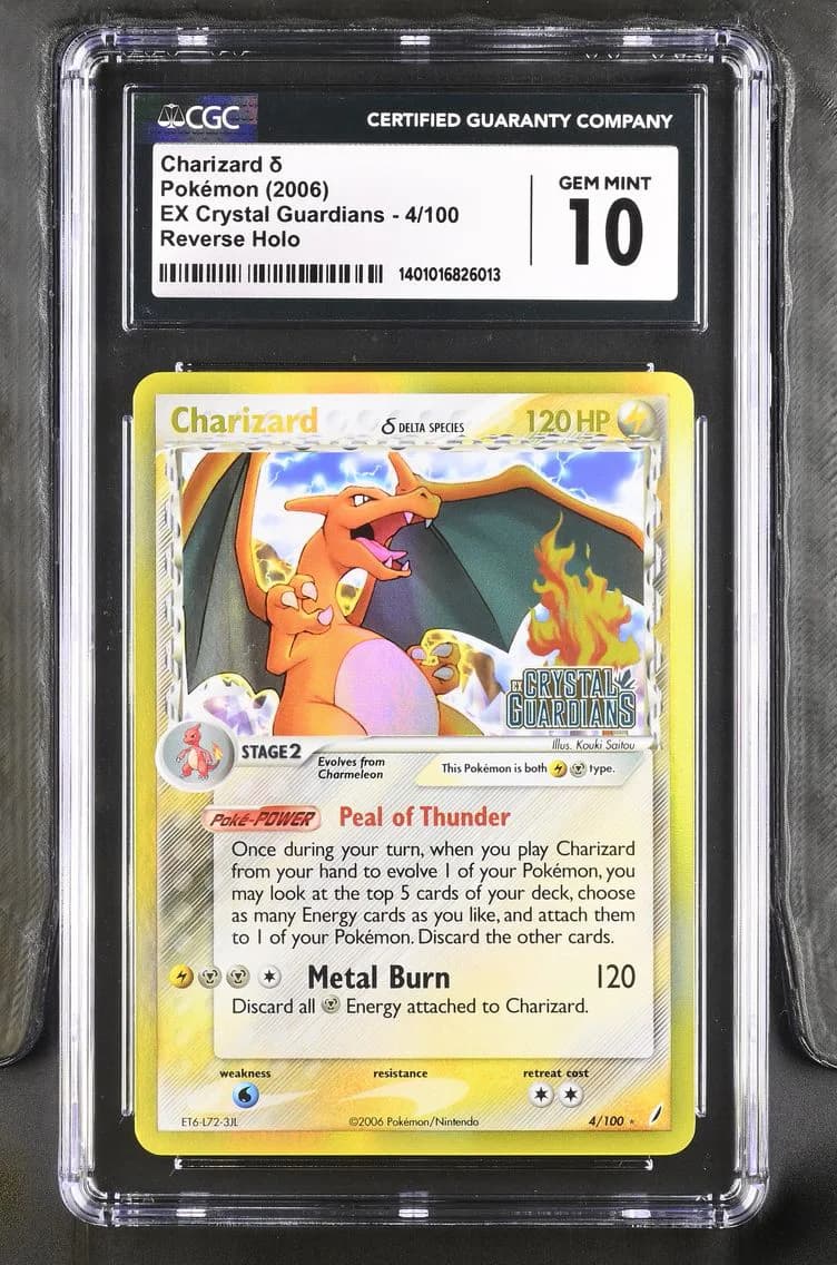 2006 #4 Charizard Reverse Holo CGC 10 EX Crystal Guardians - English