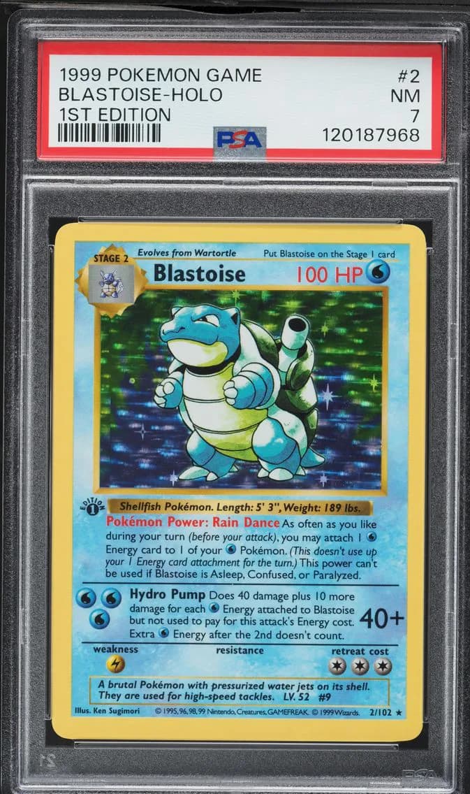 1999 #2 Blastoise-Holo 1st Edition PSA 7 Game Pokemon