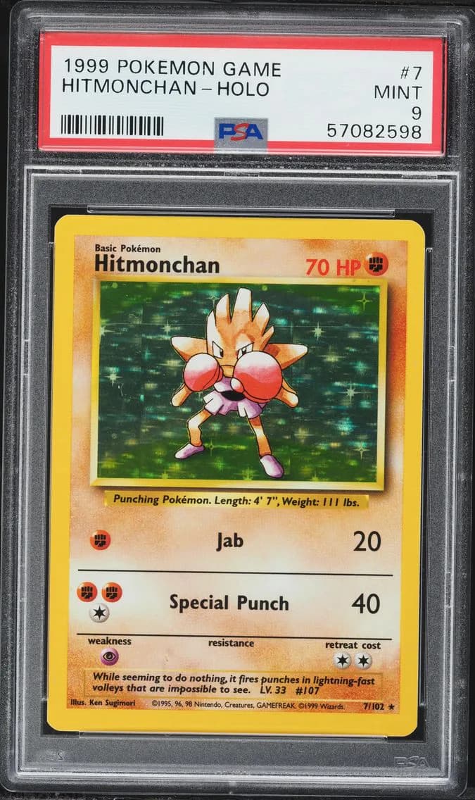1999 #7 Hitmonchan-Holo PSA 9 Game Pokemon