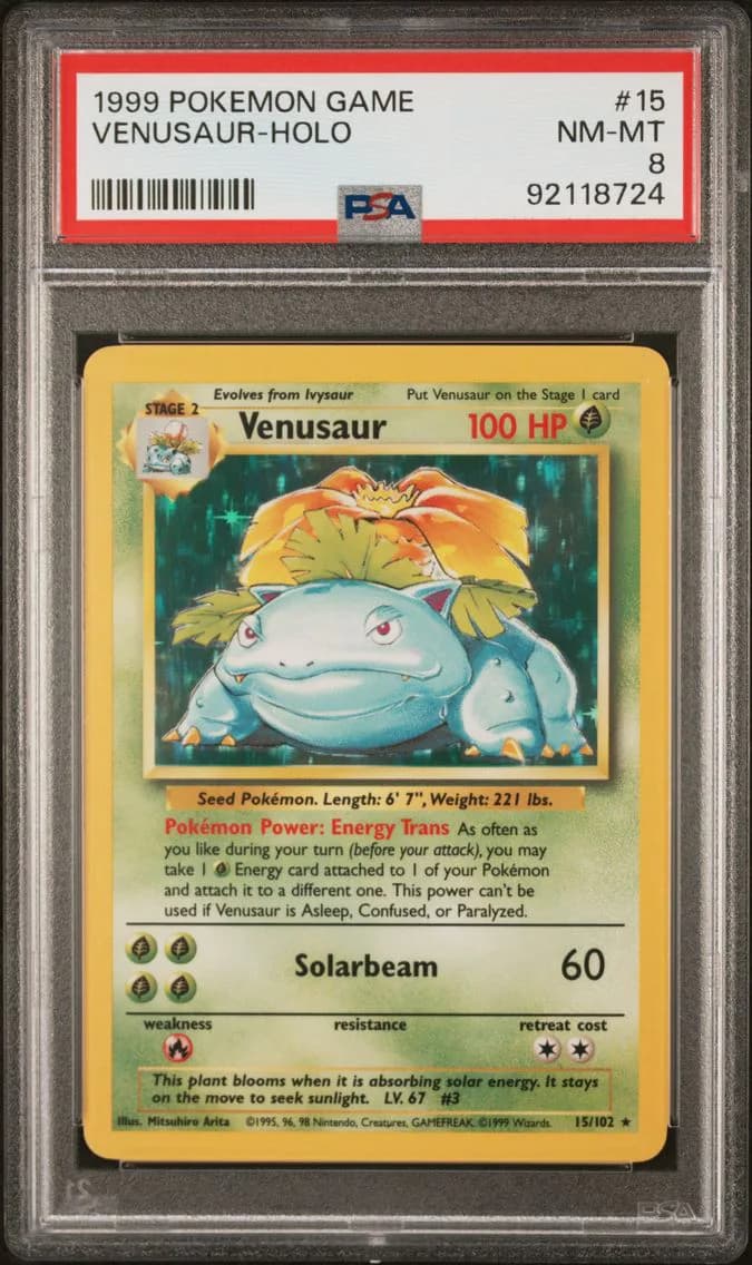 1999 #15 VENUSAUR-HOLO PSA 8 POKEMON GAME