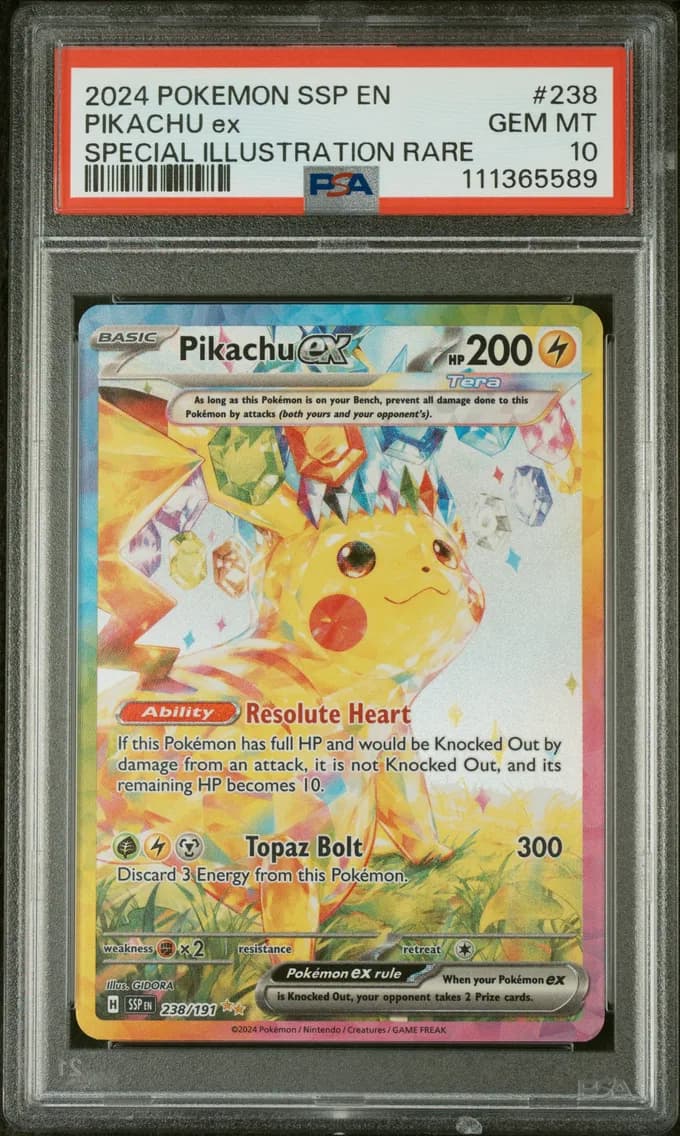 2024 #238 Pikachu EX PSA 10 Ssp EN-Surging Sparks