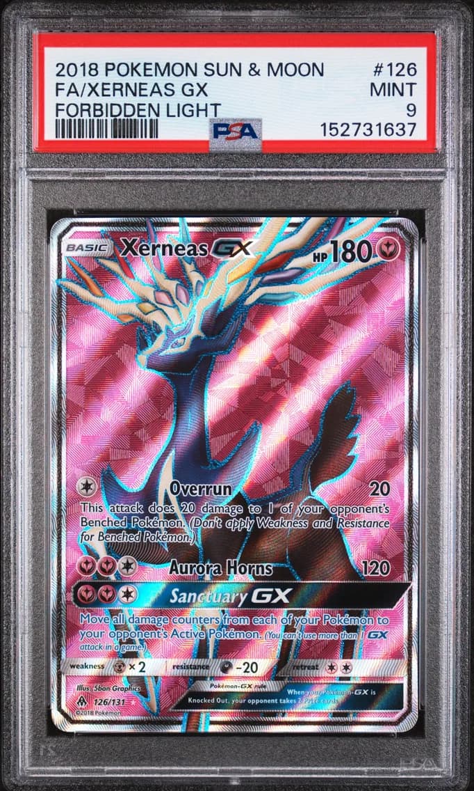 2018 #126 Full Art/Xerneas GX PSA 9 Sun & Moon Forbidden Light