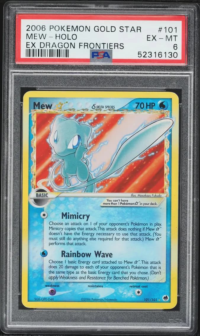 2006 #101 Mew-Holo PSA 6 EX Dragon Frontiers Pokemon