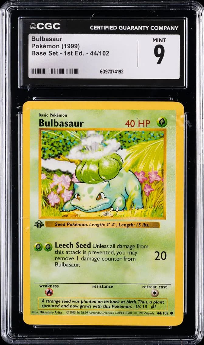 1999 #44 Bulbasaur 1st Edition CGC 9 Game Pokemon