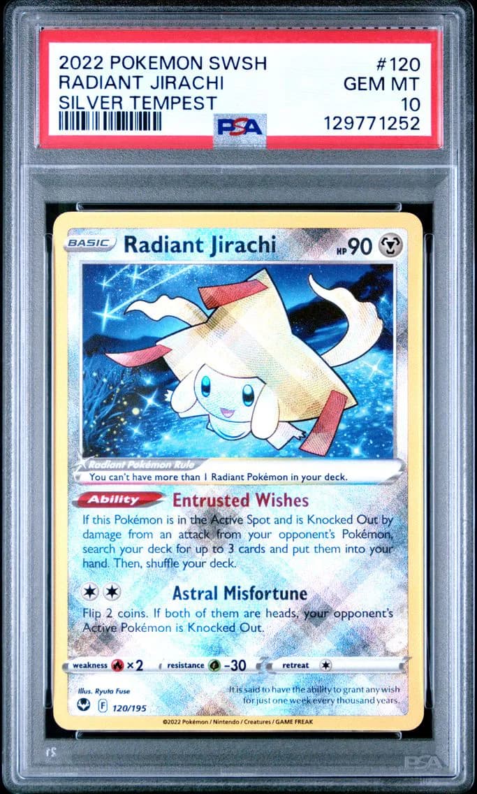2022 #120 Radiant Jirachi PSA 10 Sword & Shield Silver Tempest Pokemon