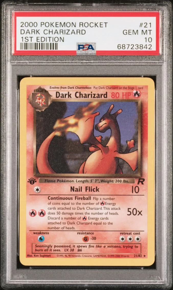 2000 #21 Dark Charizard 1st Edition PSA 10 Rocket