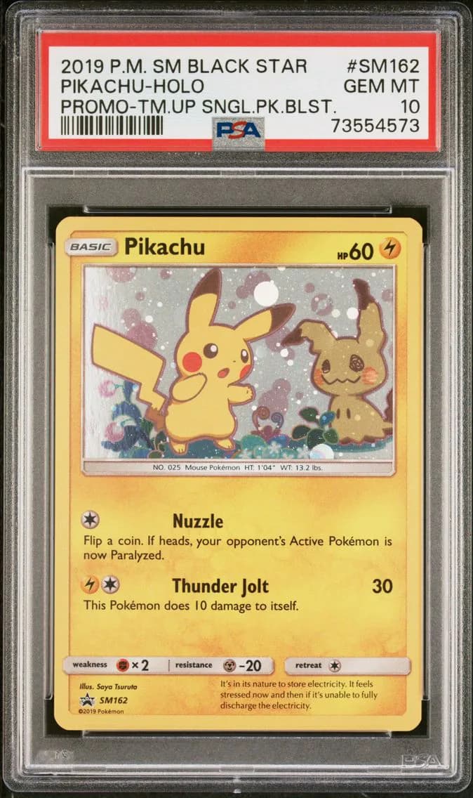 2019 #SM162 Pikachu-Holo PSA 10 SM Black Star Promo