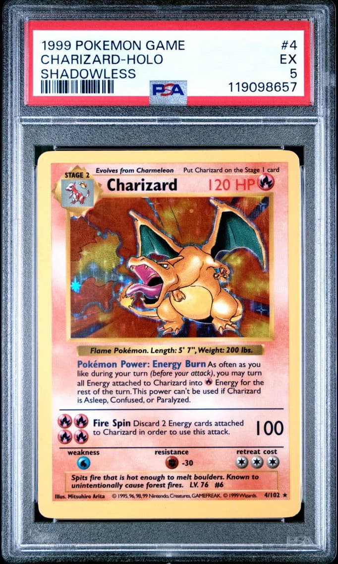 1999 #4 Charizard-Holo PSA 5 Game Pokemon