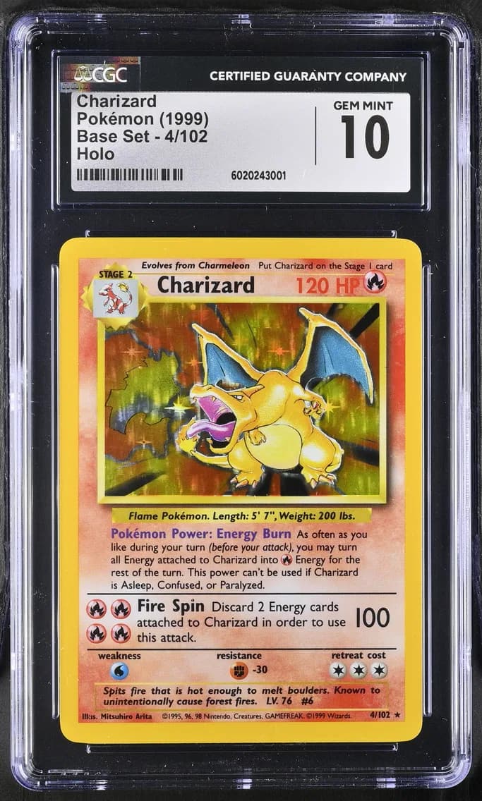 1999 #4 Charizard CGC 10 Base Set - Unlimited - English