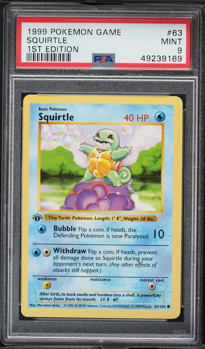 1999 #63 Squirtle 1st Edition PSA 9 Game Pokemon