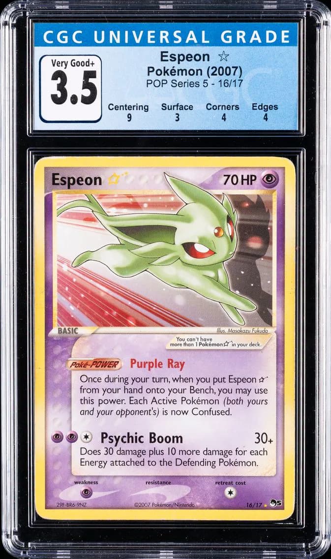 2007 #16 Espeon-Gold Star CGC 3.5 Pop Series 5 Pokemon