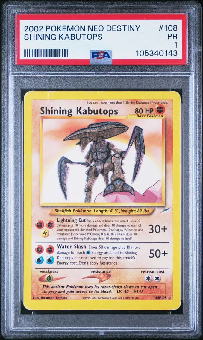 2002 #108 Shining Kabutops PSA 1 Neo Destiny Pokemon