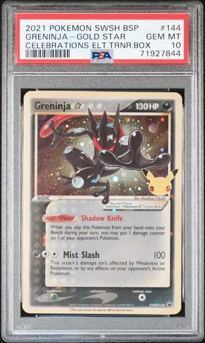 2021 #144 Greninja-Gold Star PSA 10 Swsh Black Star Promo