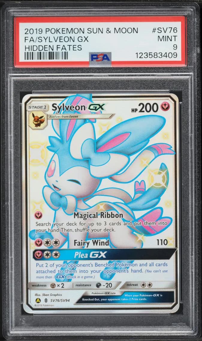 2019 #SV76 Full Art/Sylveon GX PSA 9 Sun & Moon Hidden Fates Pokemon