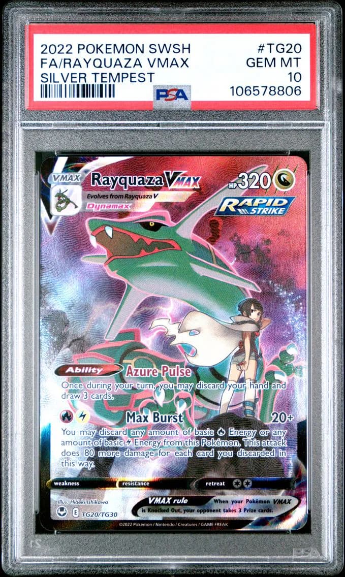 2022 #TG20 Full Art/Rayquaza Vmax PSA 10 Sword & Shield Silver Tempest Pokemon
