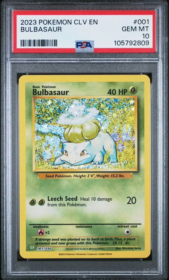 2023 #001 Bulbasaur PSA 10 CLV-Trading Card Game Classic Venusaur & Lugia EX Deck Pokemon