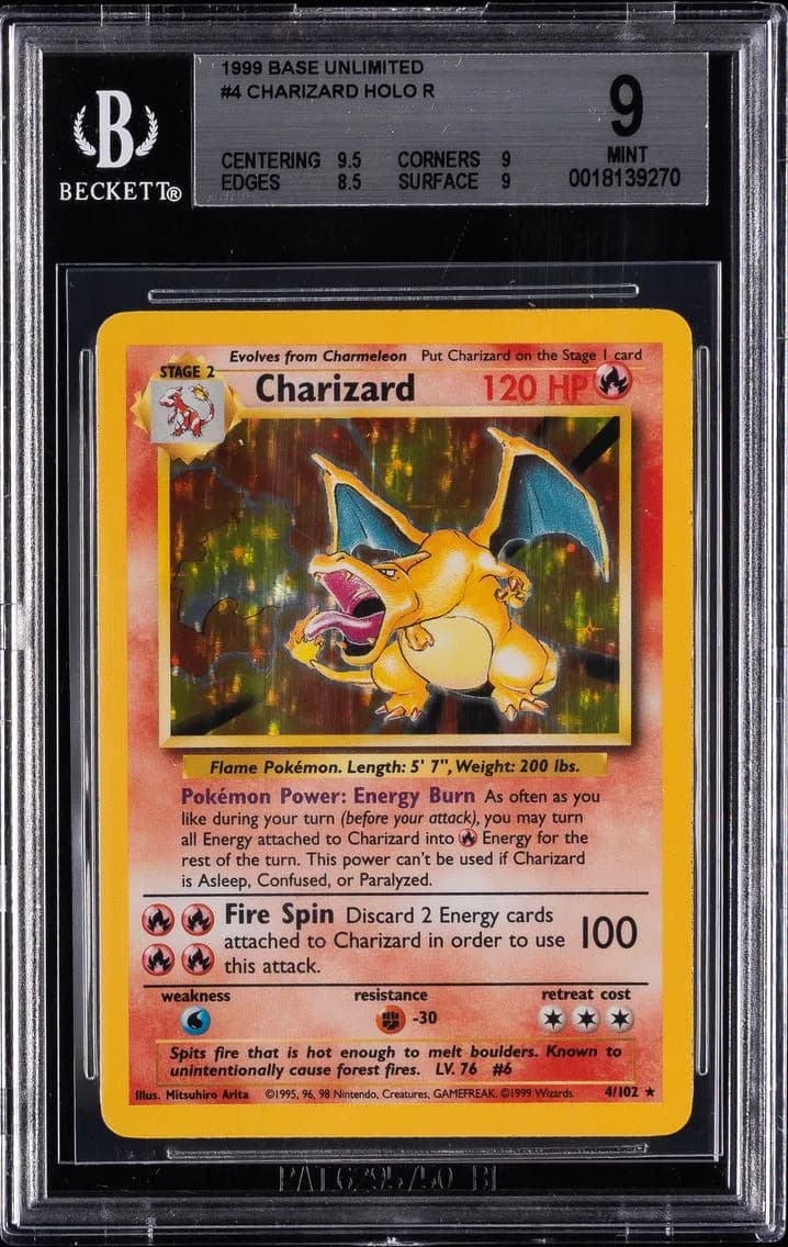 1999 #4 Charizard-Holo BGS 9 Game Pokemon