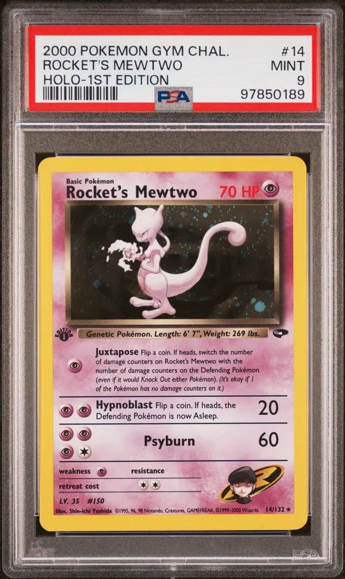 2000 #14 Rocket's Mewtwo Holo-1st Edition PSA 9 Gym Challenge Pokemon