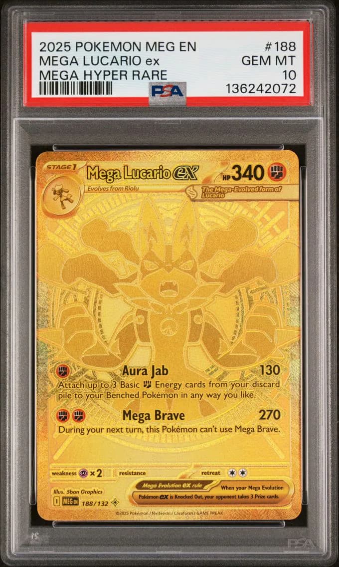 2025 #188 Mega Lucario EX PSA 10 Meg EN-Mega Evolution Pokemon