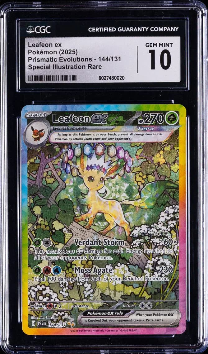 2025 #144 Leafeon EX CGC 10 Pre EN-Prismatic Evolutions Pokemon