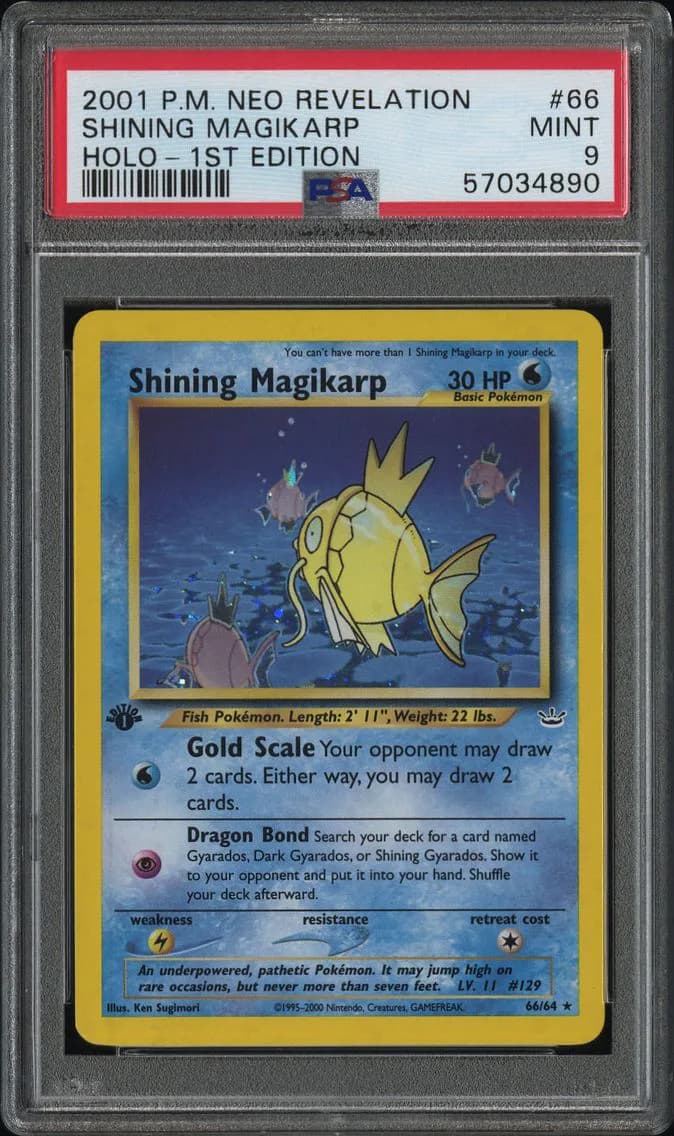 2001 #66 Shining Magikarp-Holo 1st Edition PSA 9 Neo Revelation