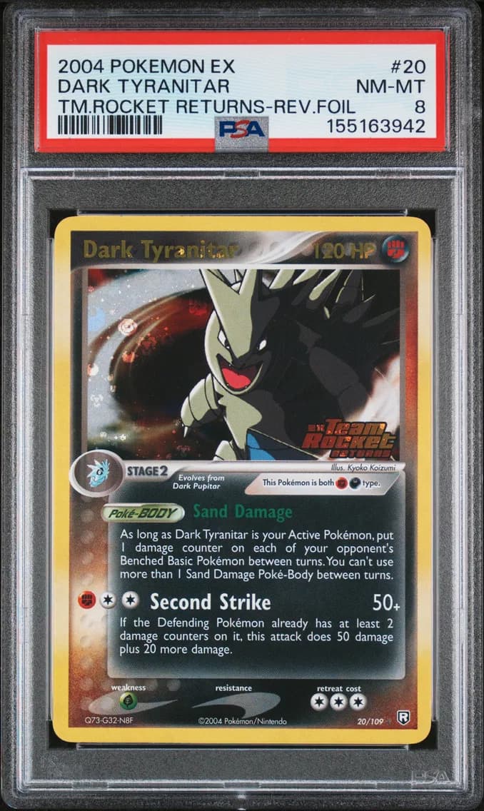 2004 #20 Dark Tyranitar-Reverse Foil PSA 8 EX Team Rocket Returns