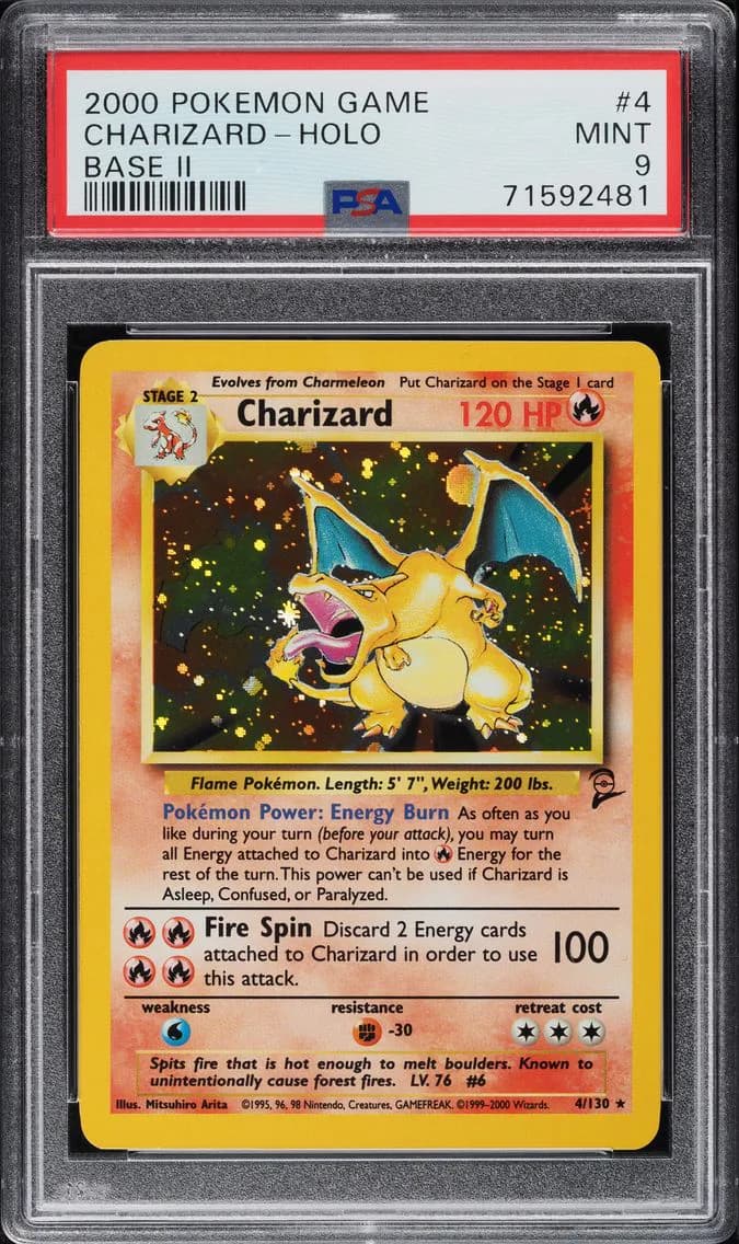 2000 #4 Charizard-Holo PSA 9 Game Base II Pokemon