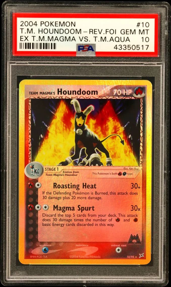 2004 #10 Team Magma's Houndoom-Reverse Foil PSA 10 EX Team Magma VS Team Aqua
