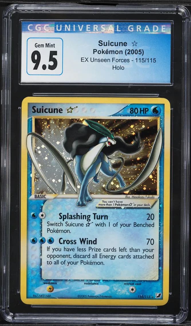 2005 #115 Suicune-Holo CGC 10 EX Unseen Forces Pokemon