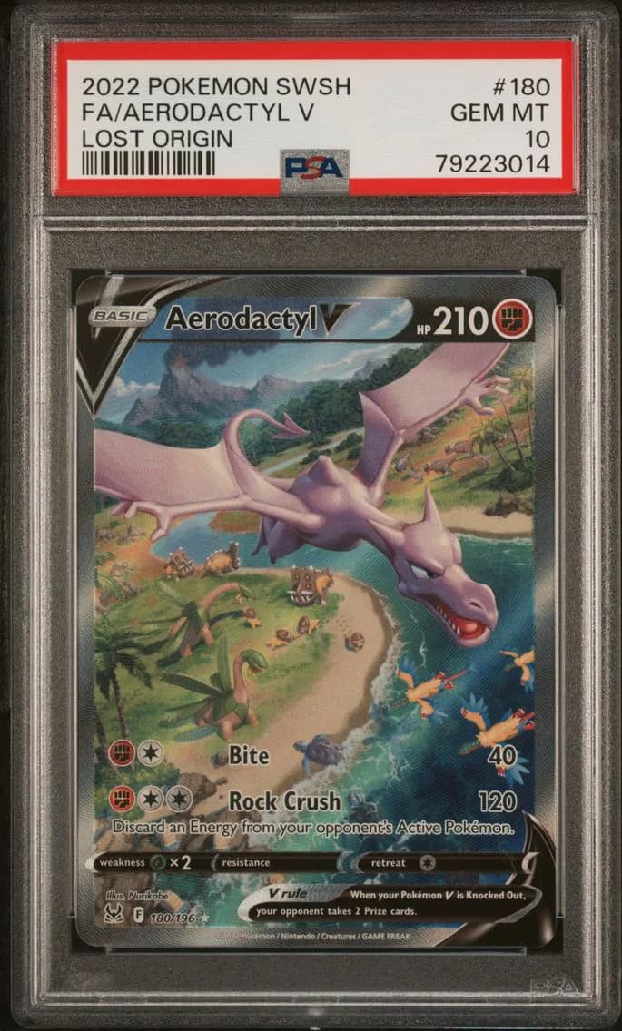 2022 #180 Full Art/Aerodactyl V PSA 10 Sword & Shield Lost Origin