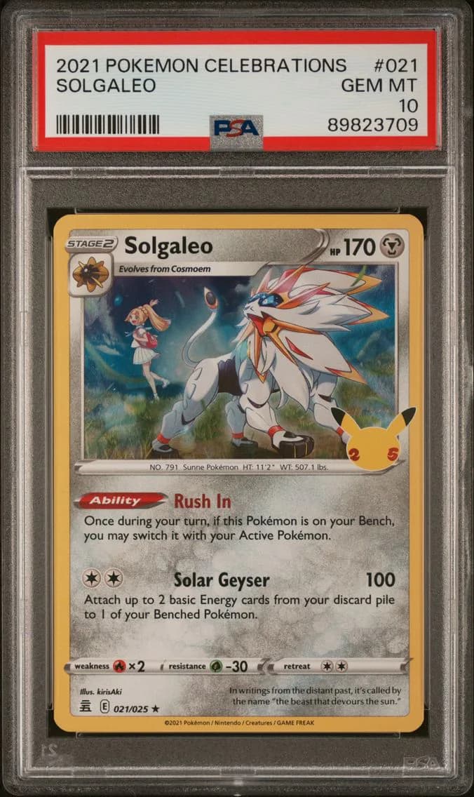 2021 #021 SOLGALEO PSA 10 POKEMON CELEBRATIONS