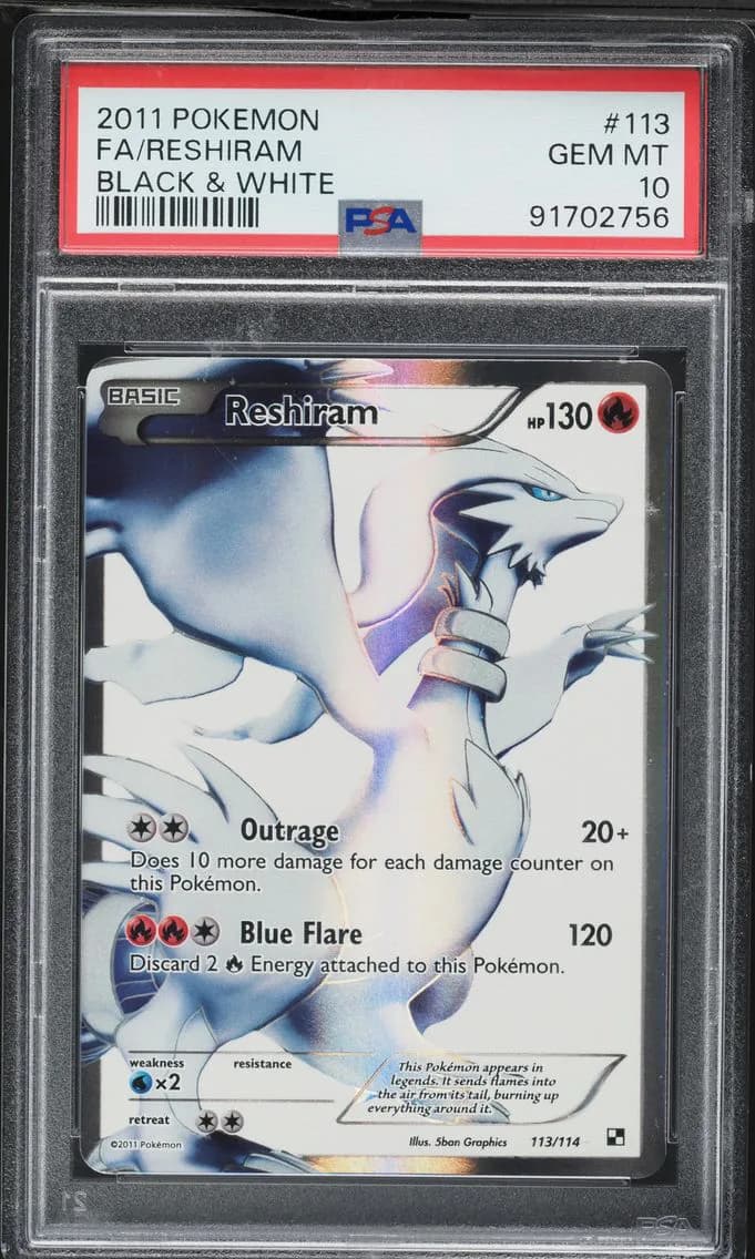 2011 #113 Full Art/Reshiram PSA 10 Black & White Pokemon
