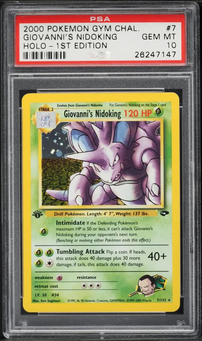 2000 #7 Giovanni's Nidoking PSA 10 Gym Challenge Pokemon