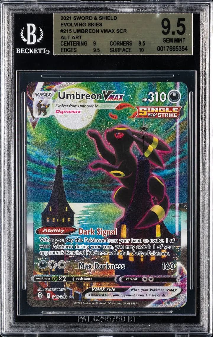 2021 #215 Full Art/Umbreon Vmax BGS 9.5 Sword & Shield Evolving Skies Pokemon