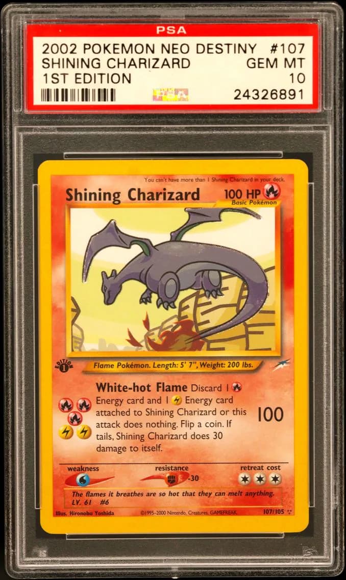 2002 #107 Shining Charizard 1st Edition PSA 10 Neo Destiny