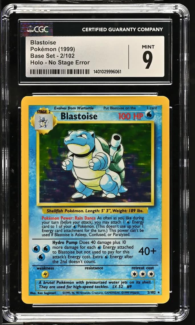 1999 #2 Blastoise CGC 9 Base Set - Unlimited - English