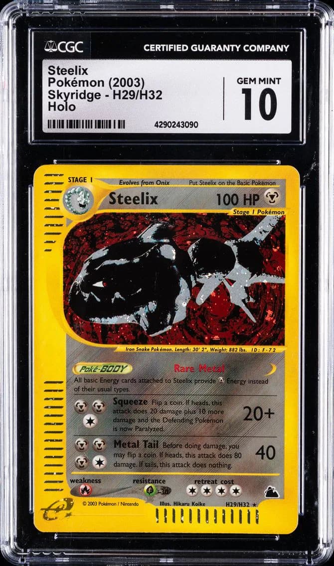 2003 #H29 Steelix-Holo CGC 10 Skyridge Pokemon