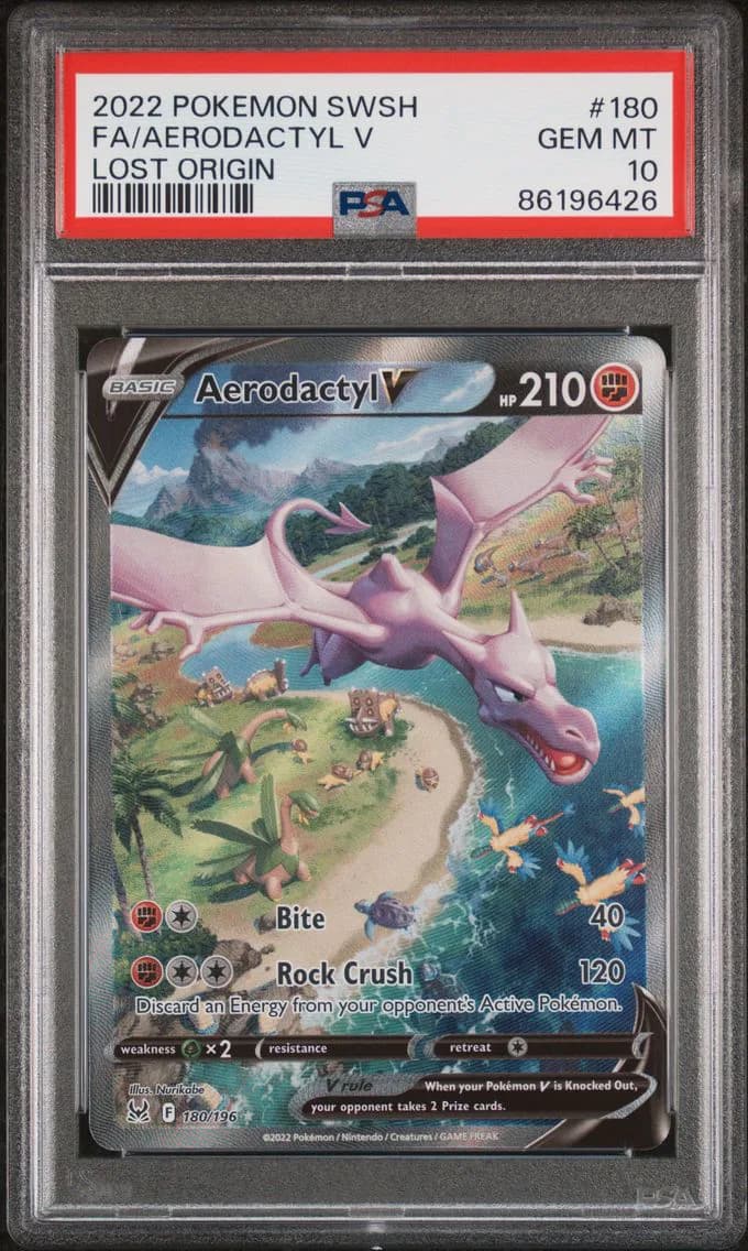 2022 #180 Full Art/Aerodactyl V PSA 10 Sword & Shield Lost Origin