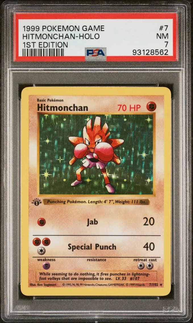 1999 #7 Hitmonchan-Holo 1st Edition PSA 7 Game
