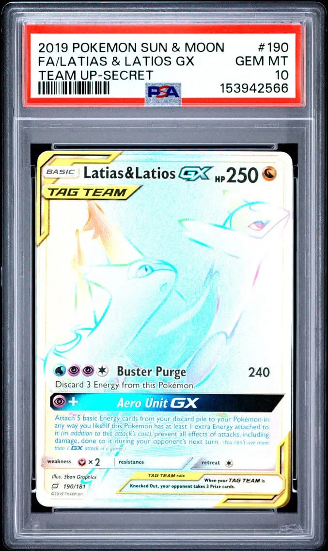 2019 #190 Full Art/Latias & Latios GX PSA 10 Sun & Moon Team Up