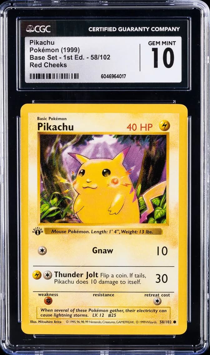 1999 #58 Pikachu CGC 10 Game Pokemon