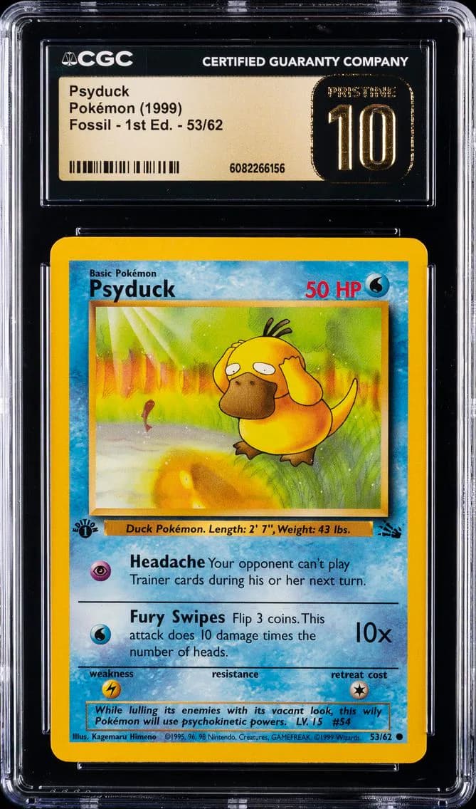 1999 #53 Psyduck 1st Edition CGC 10 Pristine Fossil Pokemon