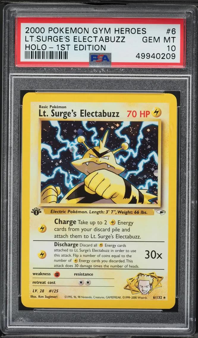 2000 #6 LT. Surge's Electabuzz PSA 10 Gym Heroes Pokemon